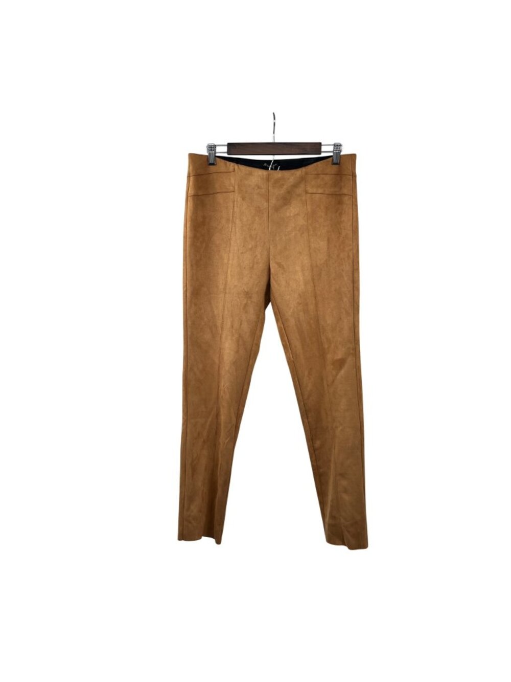 Shinestar Women's Faux Suede Dress Pants Skinny Ankle Tan Size XL New